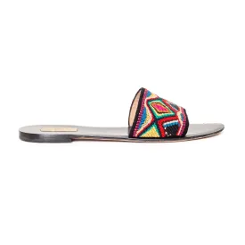 2000s Multicolored Beaded Slide Sandals 40