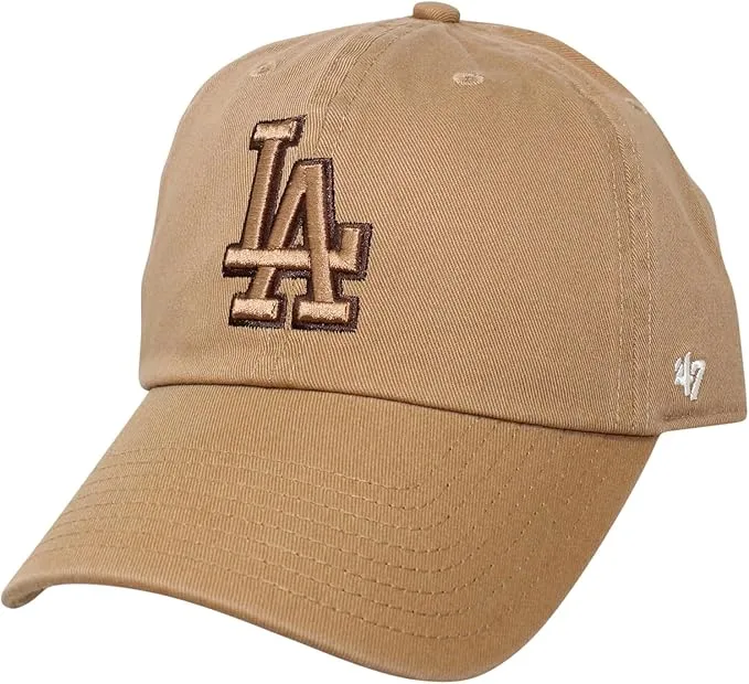 47 Brand Los Angeles Dodgers Clean Up Baseball Cap, Camel Brown, One Size