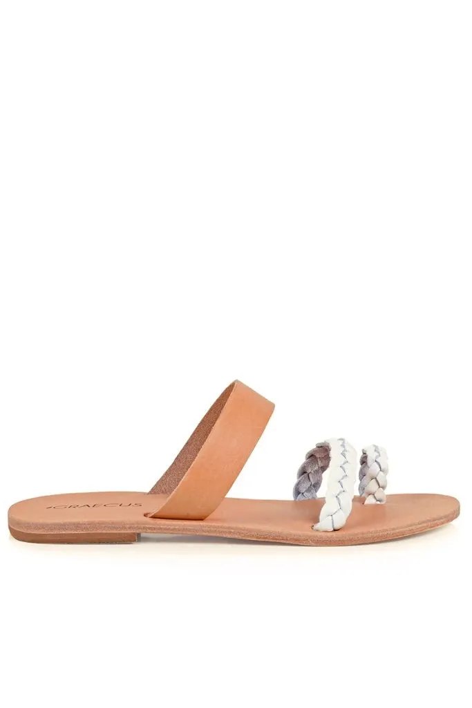 Agnotis Beige White Leather Sandals