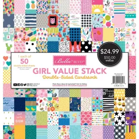 Bella Blvd Double-Sided Cardstock Stack 12in x 12in  50 pack - Girl*