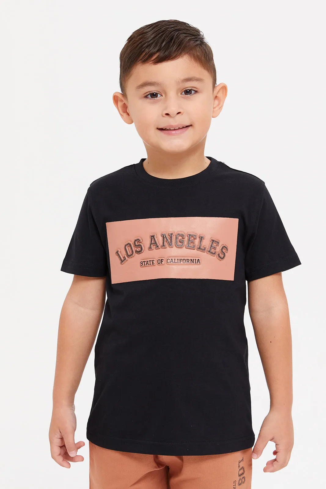 Boys Black Embossed Print Set (2 Piece)