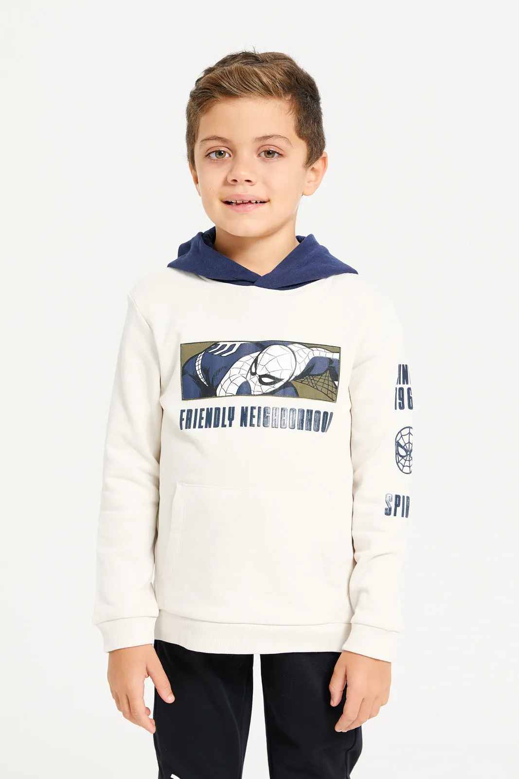 Boys Ivory Spider Man Print Sweatshirt