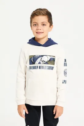 Boys Ivory Spider Man Print Sweatshirt