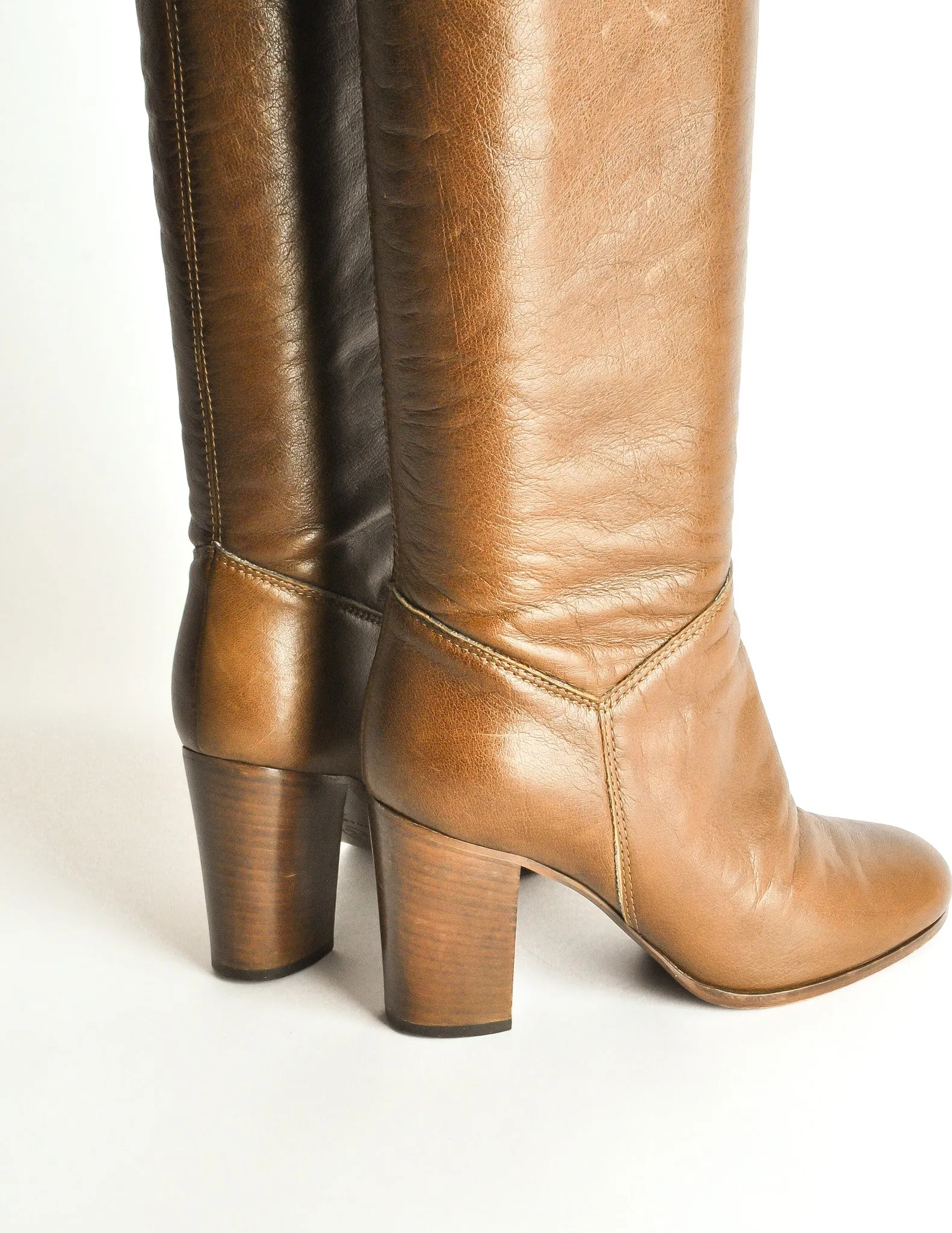 Chanel Vintage Brown Leather Heeled Boots