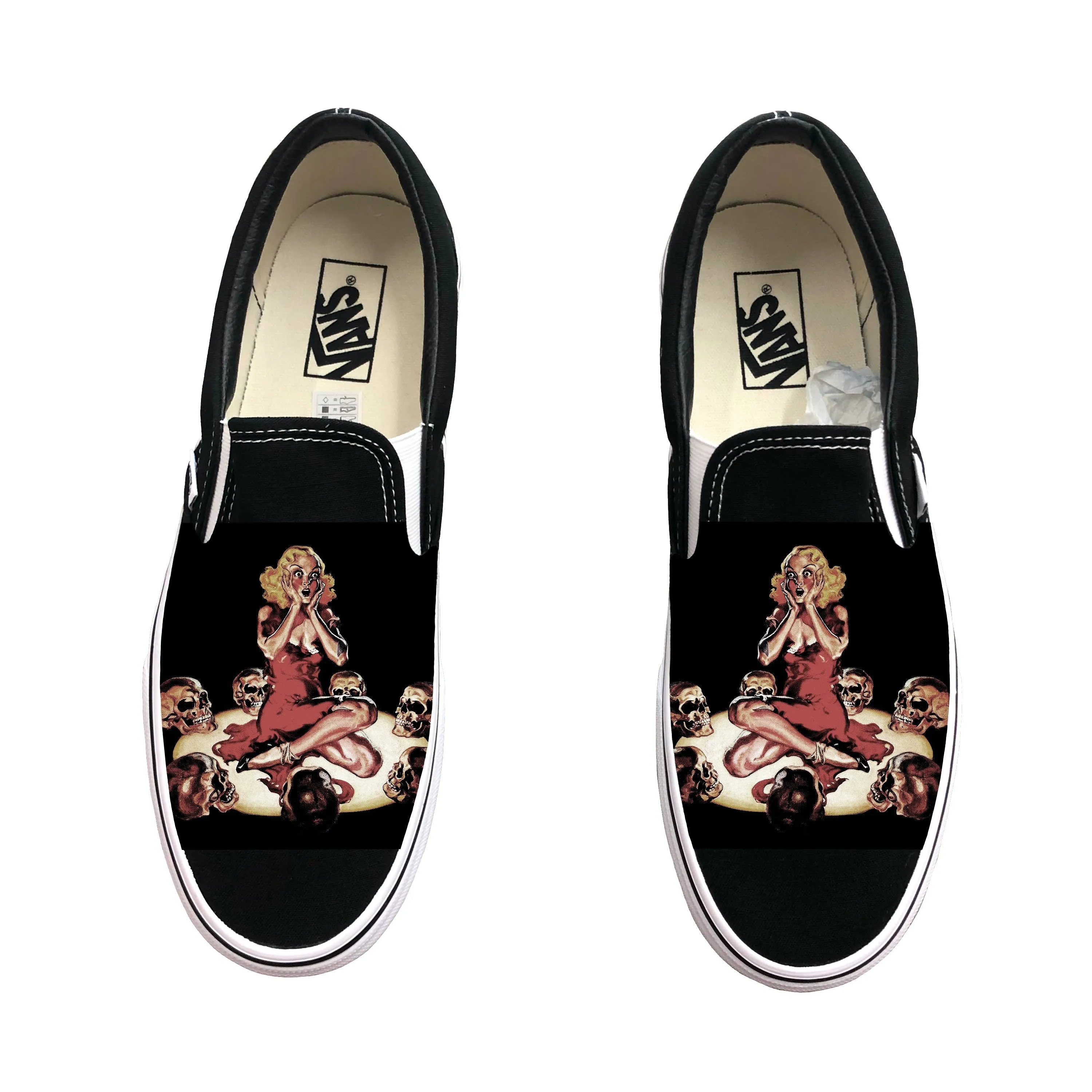 Custom Halloween Skeleton Skull Time To Die Horror - Custom Vans Shoes