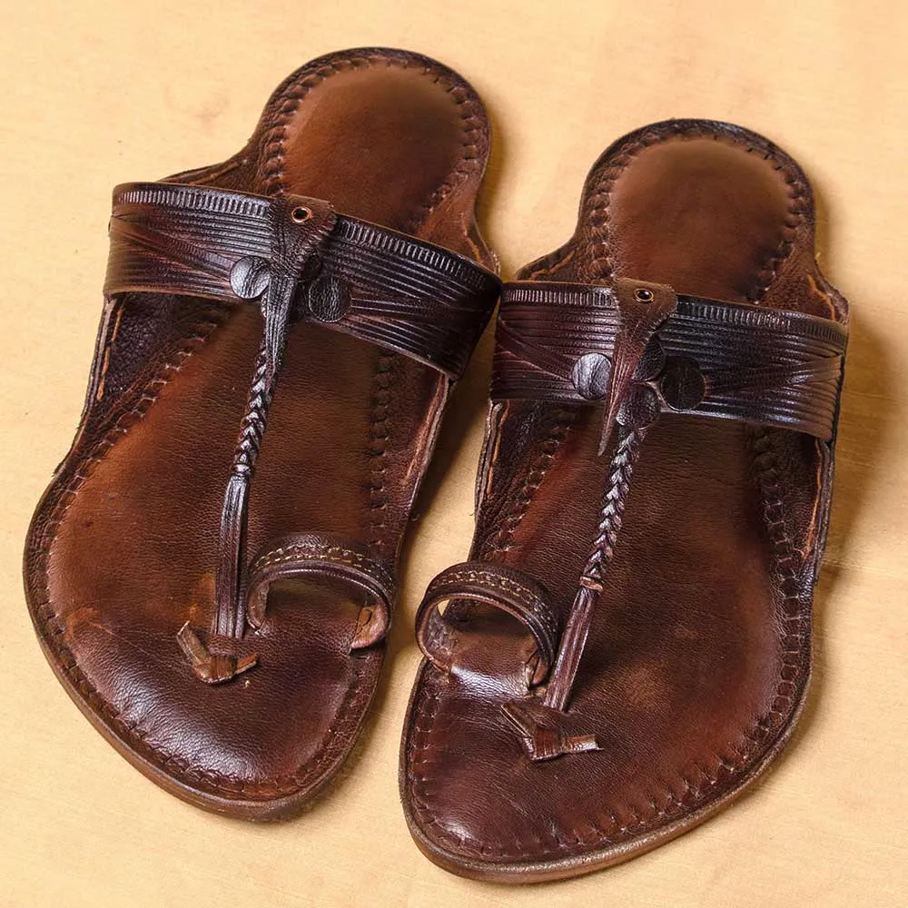 Dark Brown - Men Tradition Meets Timelessness: Classic Kolhapuri Leather Slippers