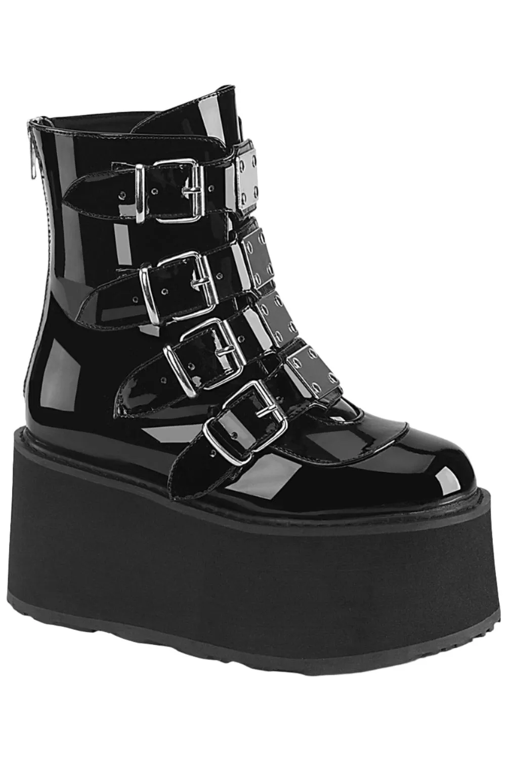 DemoniaCult Damned 105 Black Patent Boots