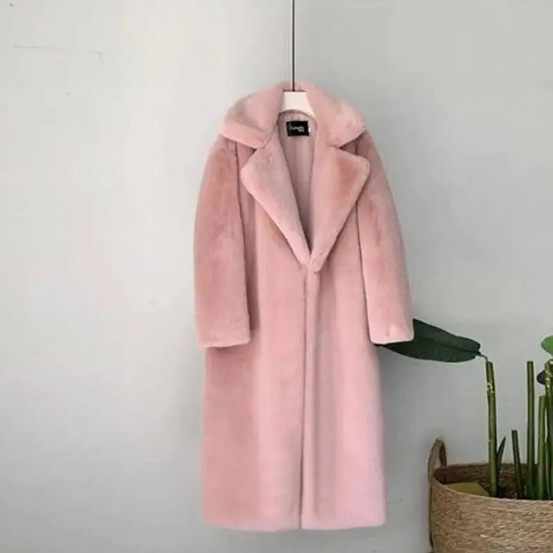 Fashion New High Quality  Velvet Fur Long Coat Women