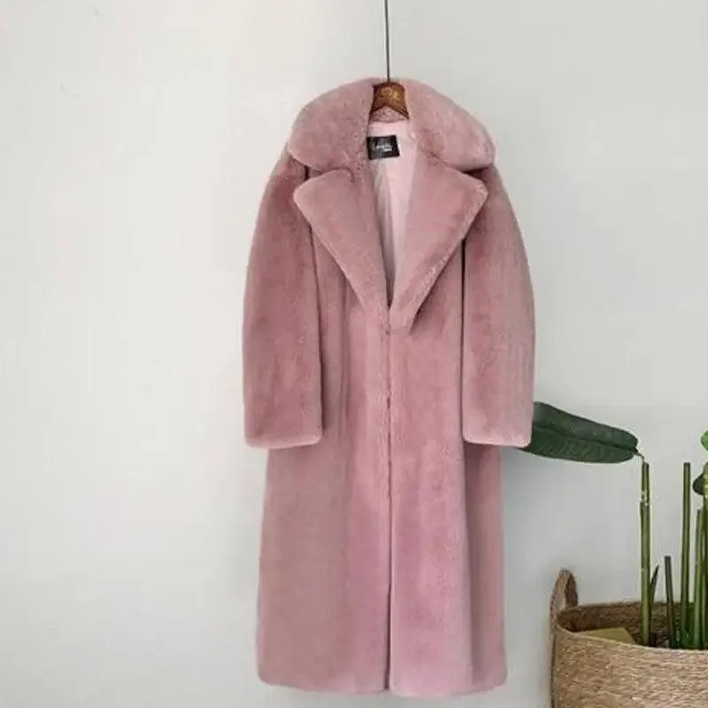 Fashion New High Quality  Velvet Fur Long Coat Women