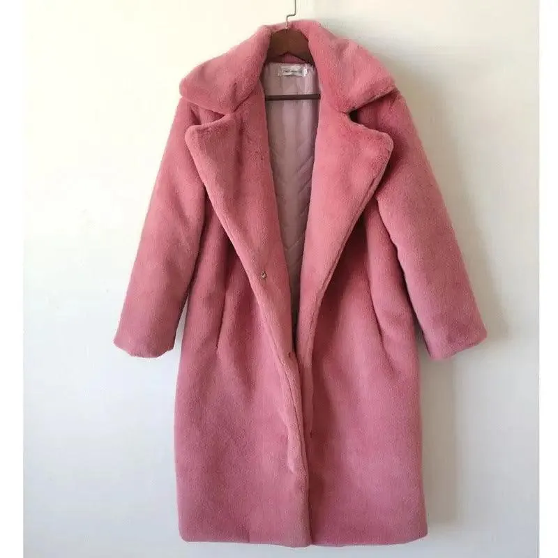 Fashion New High Quality  Velvet Fur Long Coat Women