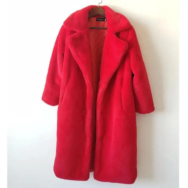 Fashion New High Quality  Velvet Fur Long Coat Women