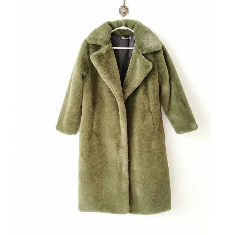 Fashion New High Quality  Velvet Fur Long Coat Women