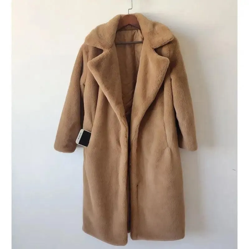 Fashion New High Quality  Velvet Fur Long Coat Women