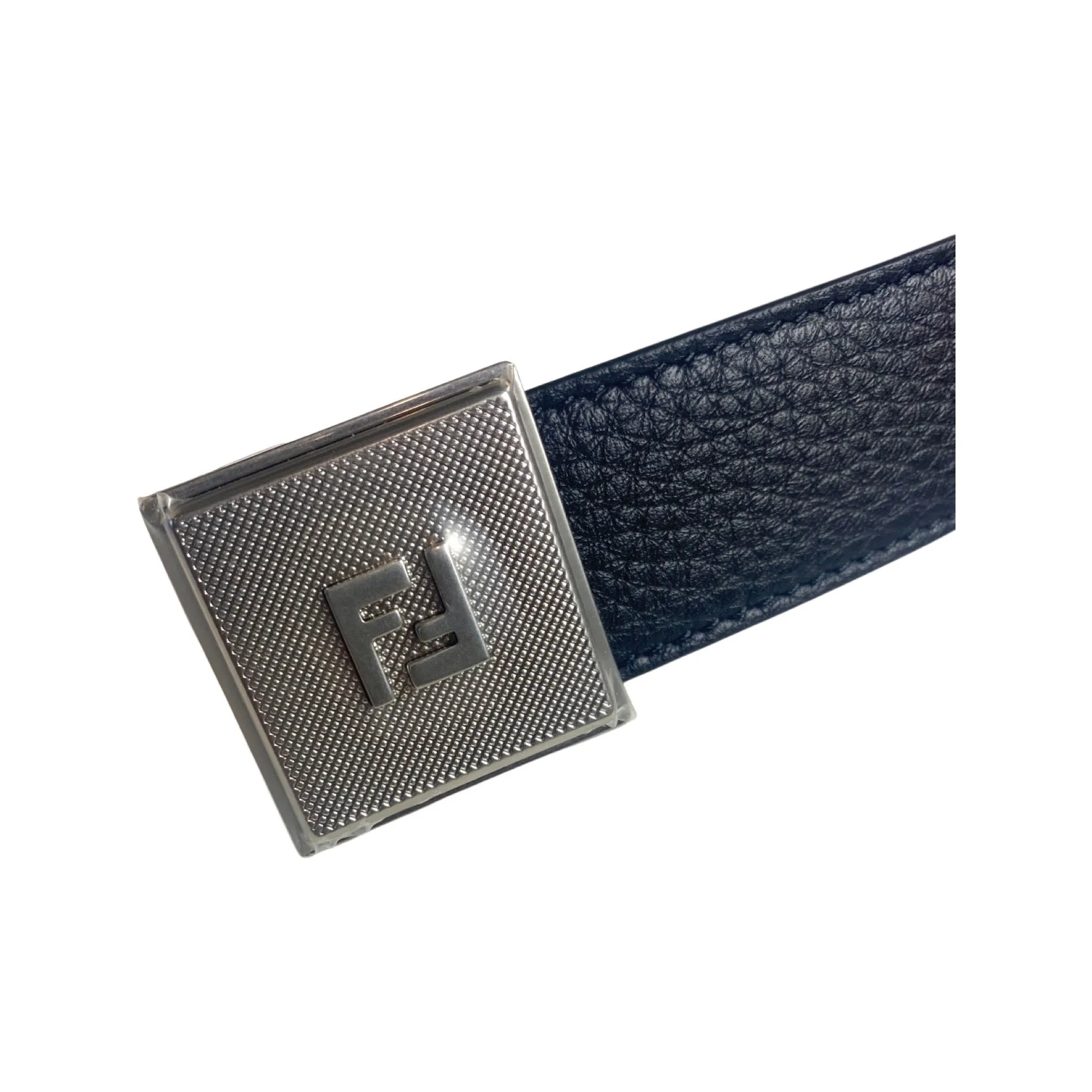 Fendi Mens Black White Reversible Grained Leather Belt 110