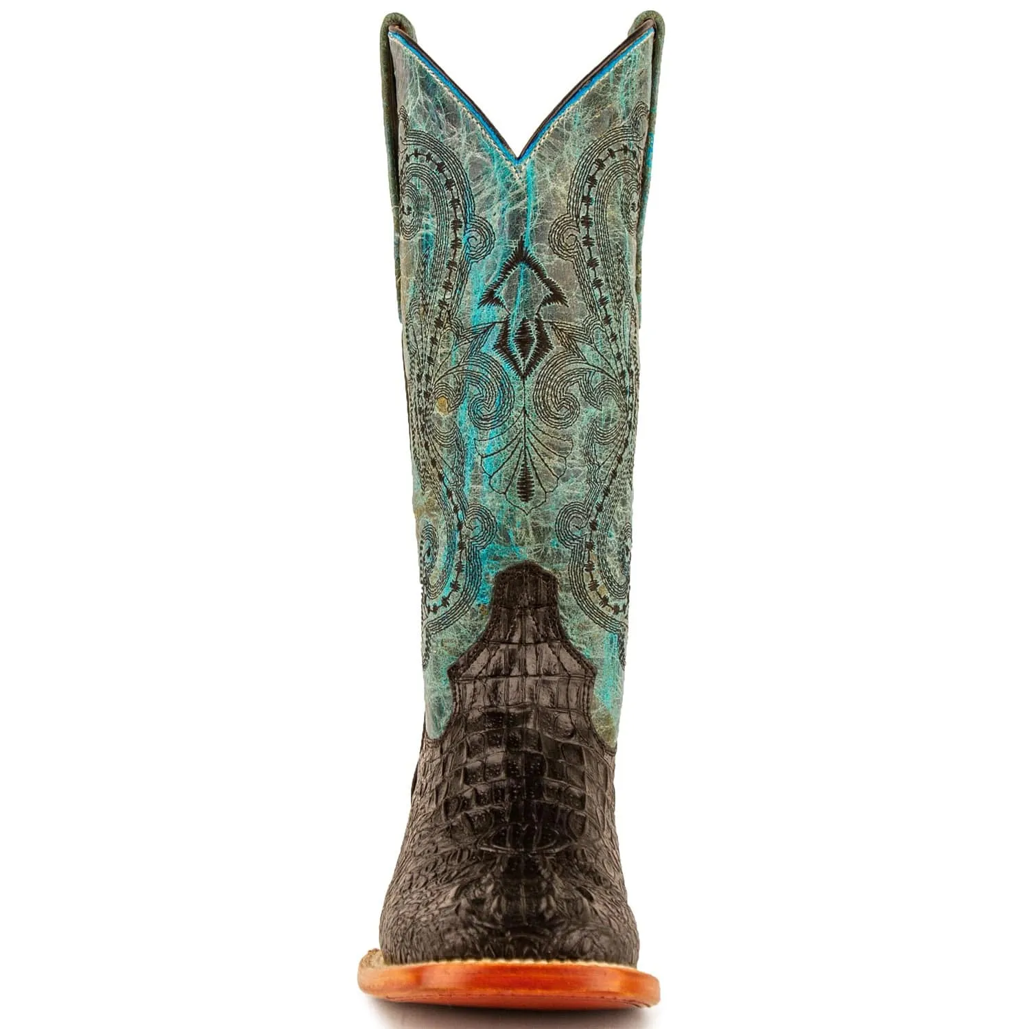 Ferrini Women's Stampede Square Toe Boots Crocodile Print - Black/Teal  9039350