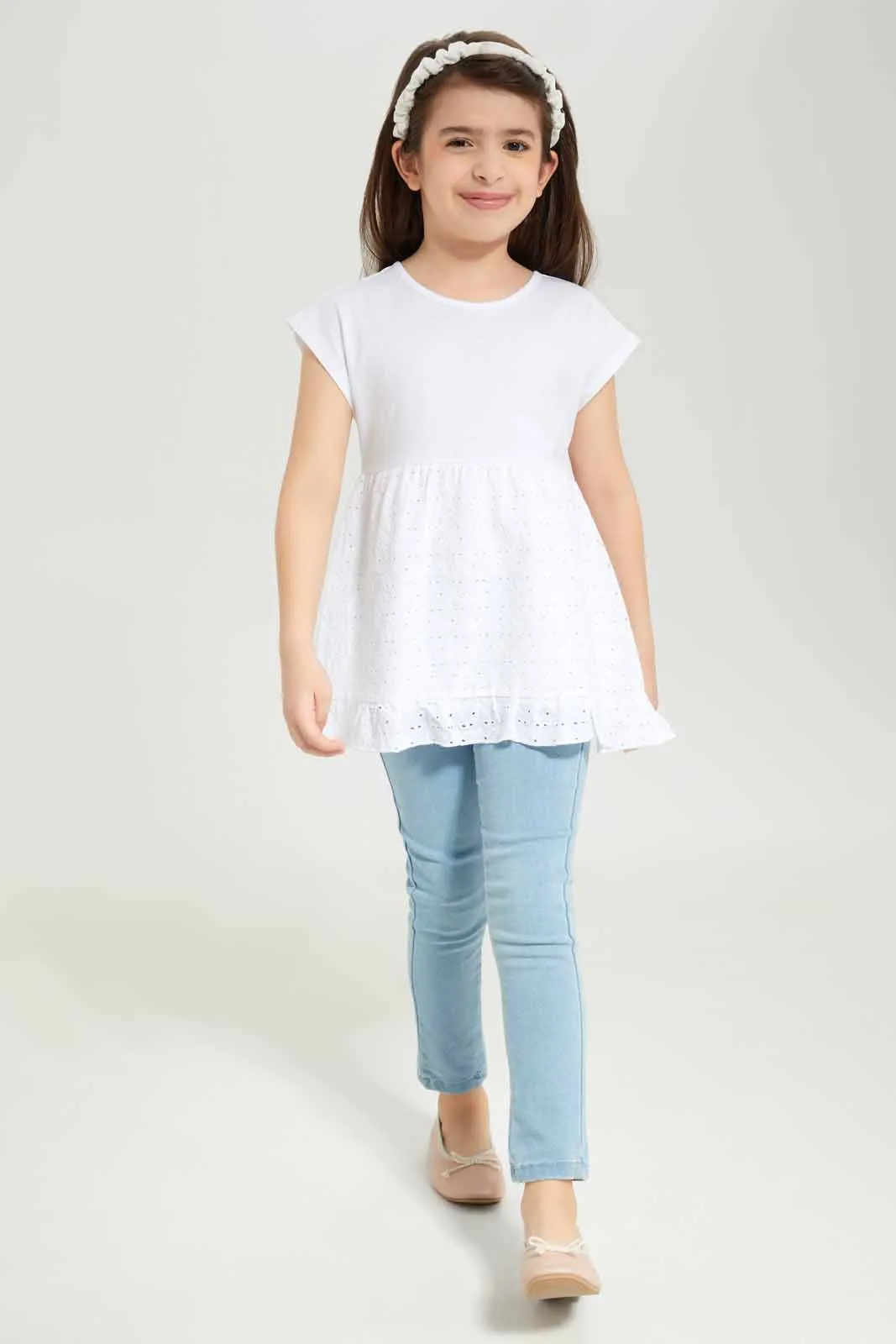 Girls White Embellished Blouse