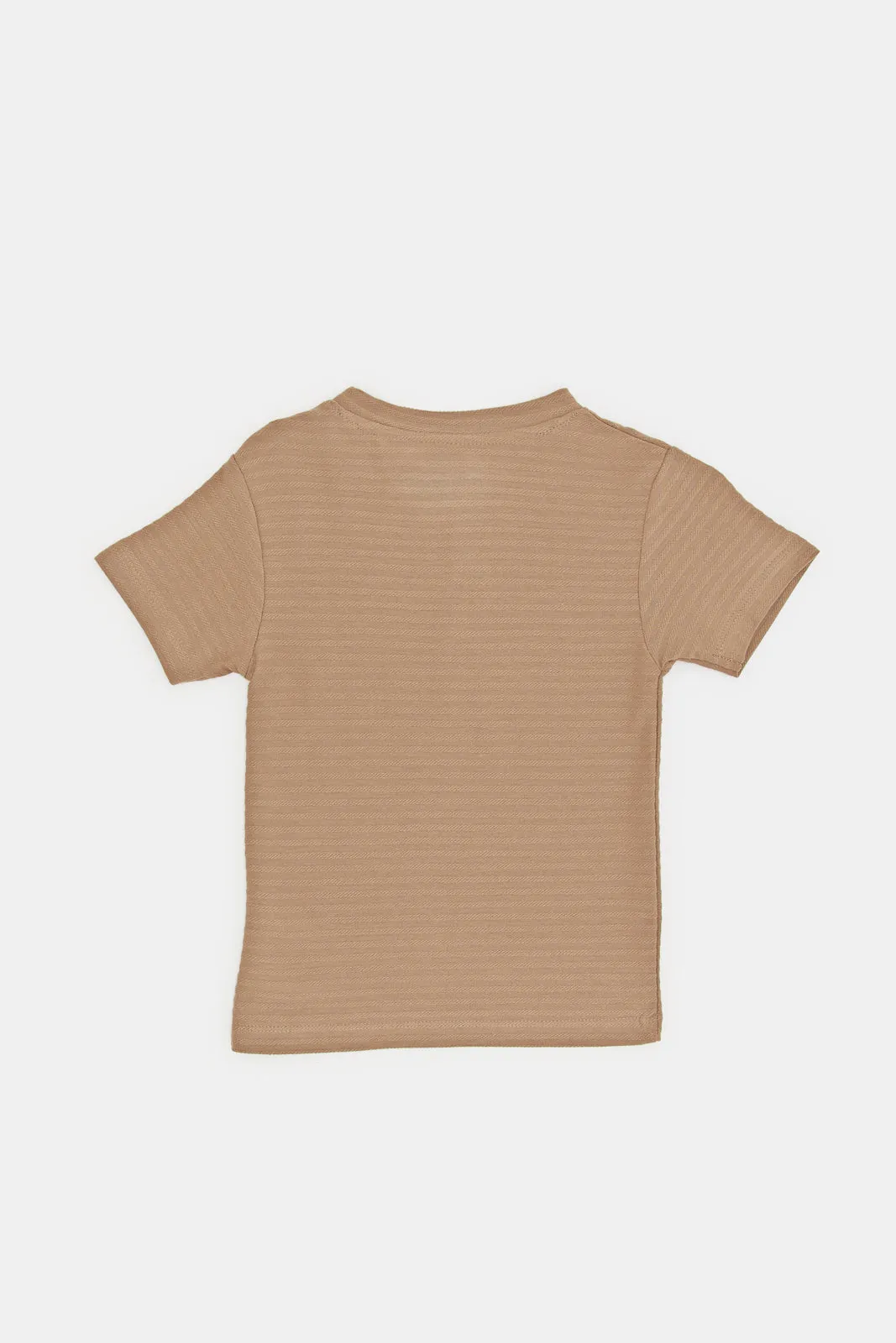 Infant Boys Brown Jacquard Henley T-Shirt