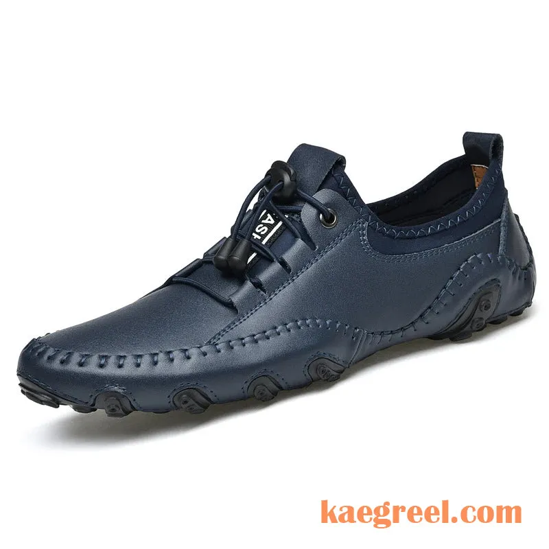 Kaegreel Men's Handmade Leather Casual Fashion Driving Shoes Lace-Up Comfortable Loafers Sneakers