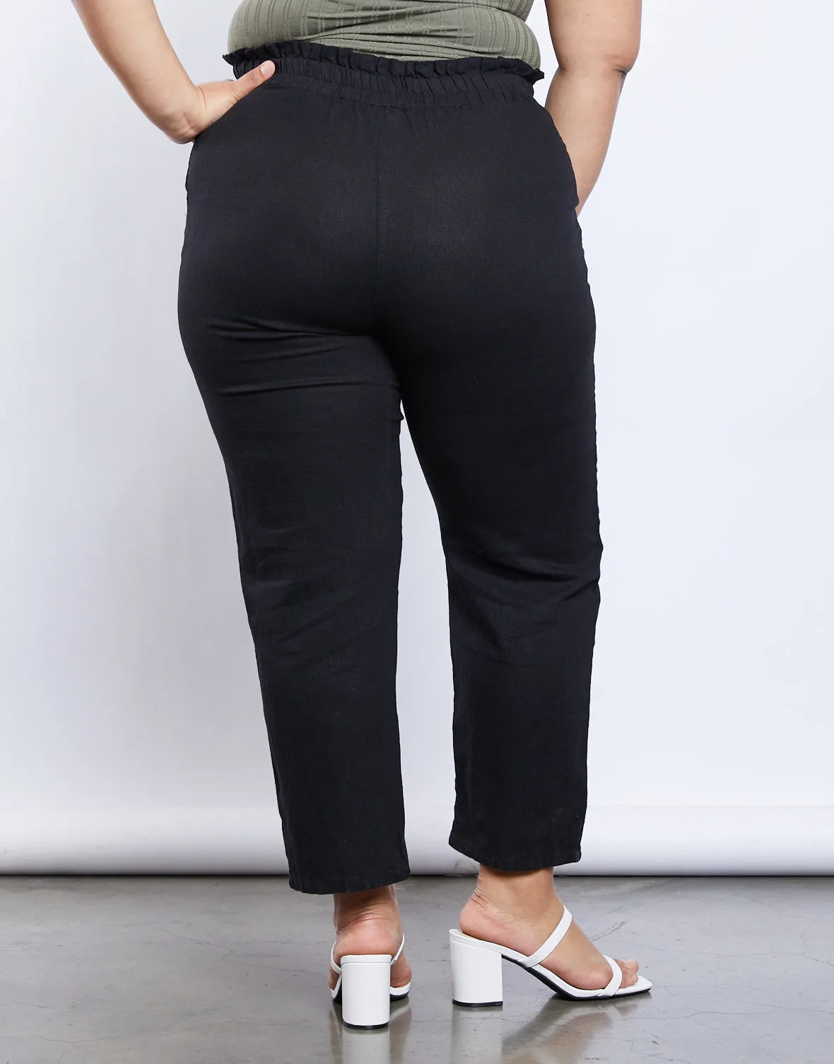 Plus Size Cambrie Paper Bag Pants