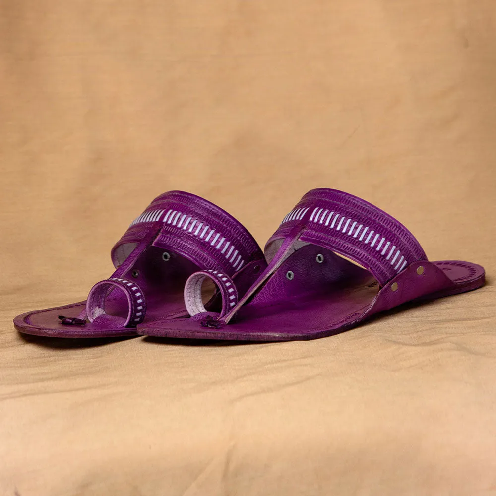 Purple - Men Heritage Meets Hues: Classic Kolhapuri Leather Slippers