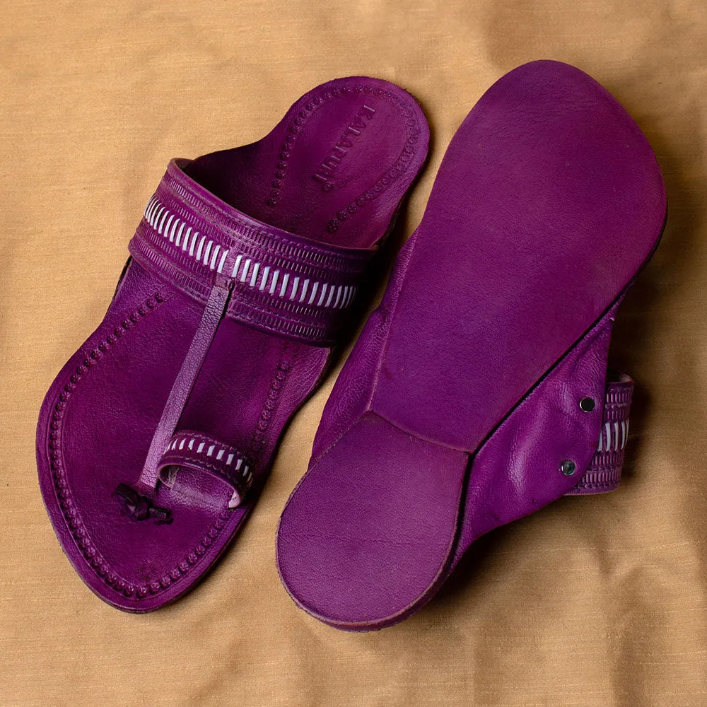 Purple - Men Heritage Meets Hues: Classic Kolhapuri Leather Slippers