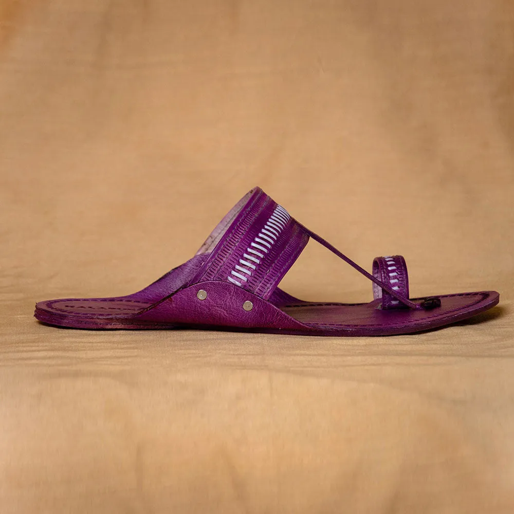 Purple - Men Heritage Meets Hues: Classic Kolhapuri Leather Slippers