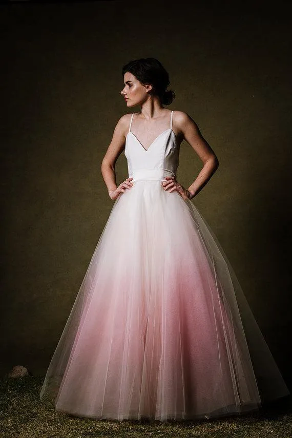 Spaghetti Straps A-line Tulle Floor-length Long Prom/Formal Dress PG837