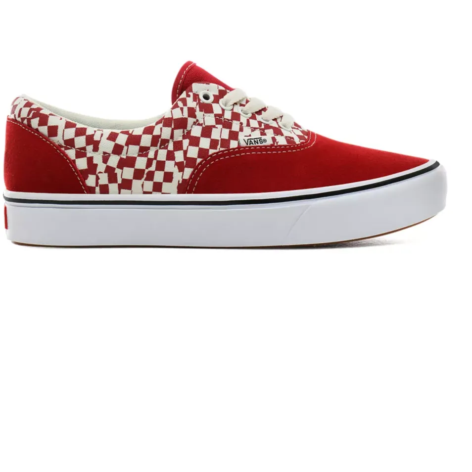 Vans Unisex Tear Check Comfycush Era Shoes - Racing Red / True White