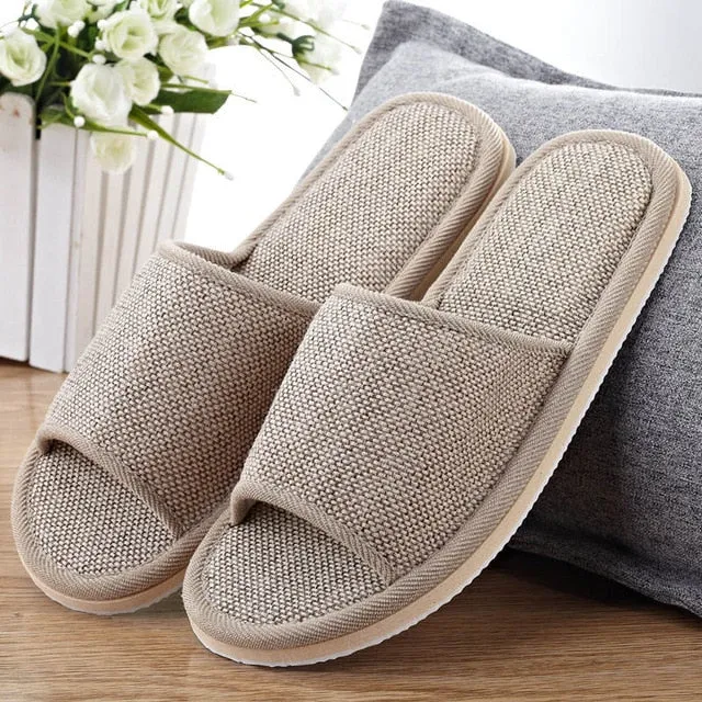 Wholesale 2019 Natural Flax Home Slippers Indoor Floor Shoes