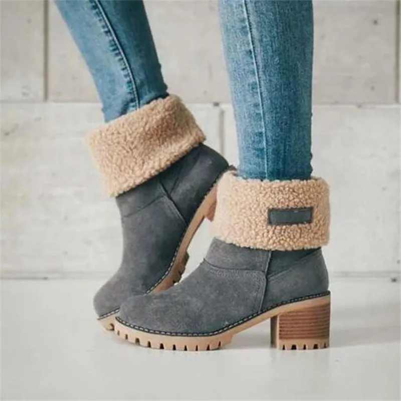 Women Fur Warm Wool Ankle Boot Comfortable Mid Boots