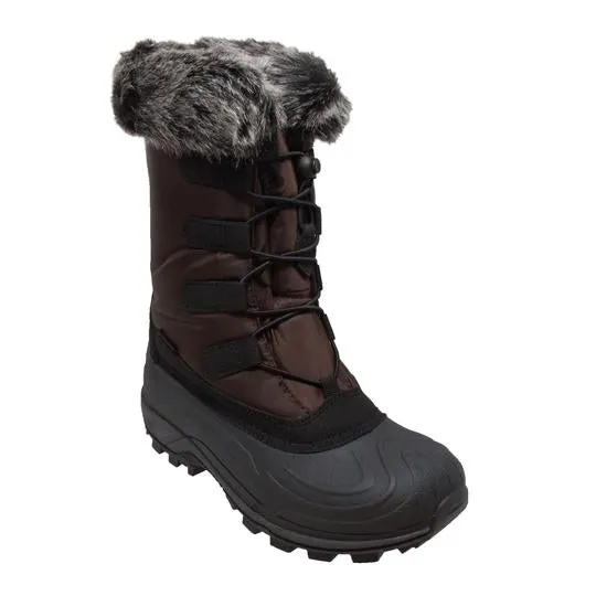 Women's Nylon Winter Brown Leather Boots