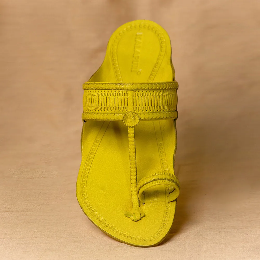 Yellow - Men Step Into Style: Classic Kolhapuri Leather Slippers